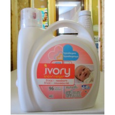 Detergent - Liquid Laundry -  Ivory Snow Liquid - HE Product - Hypoallergenic - 1 x 4.43 Liter Jug / 96 Loads / Mega Size