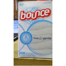 Detergent - Dryer Sheets - Fabric Softner Sheets - Bounce Brand - Free & Sensitive - 1 x 250 sheets