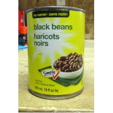 Bean - Black Beans - High In Fiber -  No Name Brand -  1 x 540 ml Can