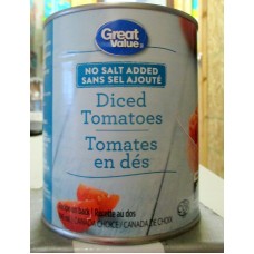 Tomatoes - Diced Tomatoes - No SAlt Added  Great Value Brand 2 x 796 ml Cans / ON SPECIAL                     