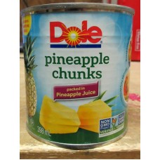 Fruit - Pineapple - Chunks -  Packed In Juice - NON GMO -  Dole Brand / 1 x 398 ml