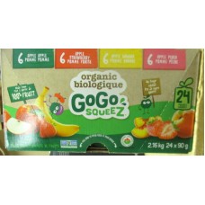 Juice - GoGo Squeez Brand - Organic Juice - Apple Fruit Snack - Pure Blended Fruit - Gluten Free - GMO - Nut Free  / 24 x 90 Gram Squeez Pouches