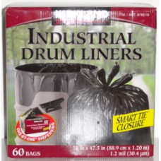 Garbage Bags - Kirkland Brand - Industrial Drum Liner - / 1.2 mil Thickness /   35" x 47.5"  / 1 x 60 Bag Box 